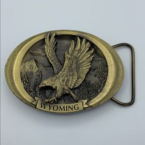 Vintage 1991 C&J inc Wyoming Brass belt Buckle